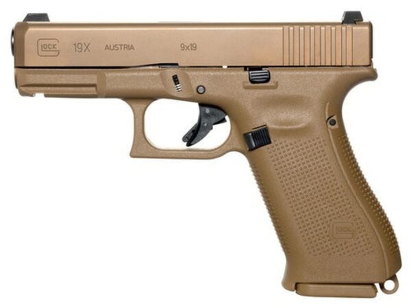 Glock 19X Crossover 9mm, 4.02" Barrel, Bronze Nitron Coyote, Interchangeable Backstrap, USA Made, 17rd