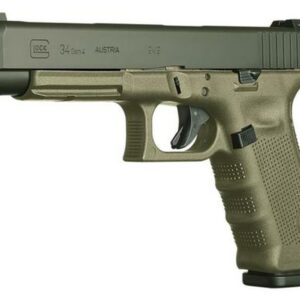 Glock G34 G3 9mm, 5.31", 10rd, OD Green Frame, Black Slide