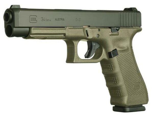 Glock G34 G3 9mm, 5.31", 10rd, OD Green Frame, Black Slide