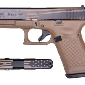 Glock 19 Gen5 9mm, 4" Barrel, Flat Dark Earth/Distressed Flag, 15rd