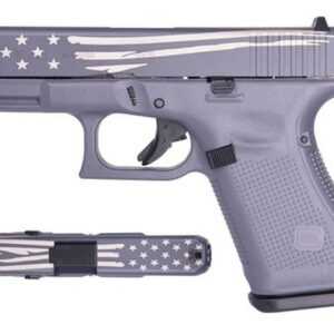 Glock 19 Gen5 9mm, 4" Barrel, Gray/Laser Engraved Distressed Flag, 15rd