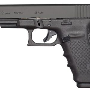 Glock 21 Gen4, Striker Fired, Full Size, 45ACP, 4.61" Barrel, Polymer Frame, Matte Finish, Fixed Sights, 10Rd, 3 Magazines