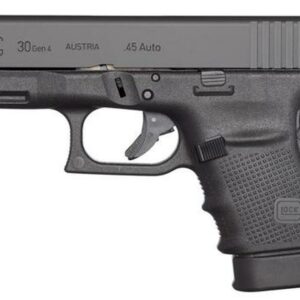 Glock, 30 Gen 4, Safe Action, Compact Pistol, 45 ACP, 3.77" Barrel, Polymer Frame, Matte Finish, Fixed Sights, 10Rd, 3 Magazines, Glock OEM Rail