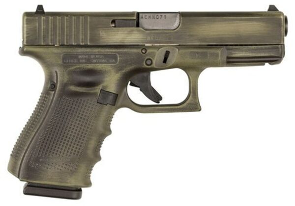 Glock G17 Gen4 Double 9mm, 4.48" Barrel ,OD Green Battleworn Finish, Interchangeable Grips, 17rd Mag