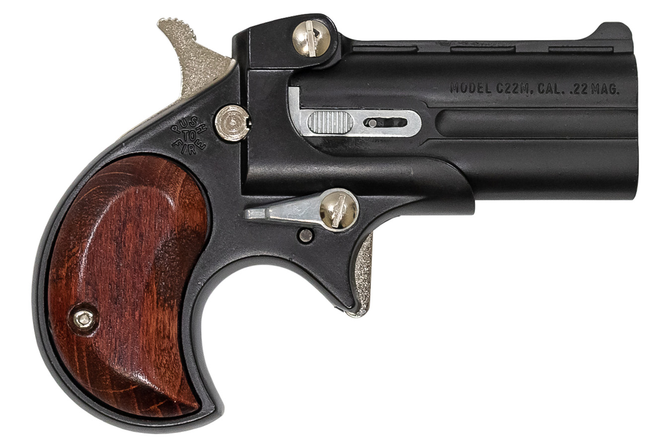 22 WMR Derringer with Black Powder Coat Finish and Rosewood Grips