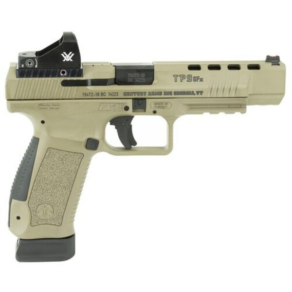 Canik TP9SFx 9mm, 5.2" Barrel, Flat Dark Earth, 2- 20rd Mags, Vortex Red Dot