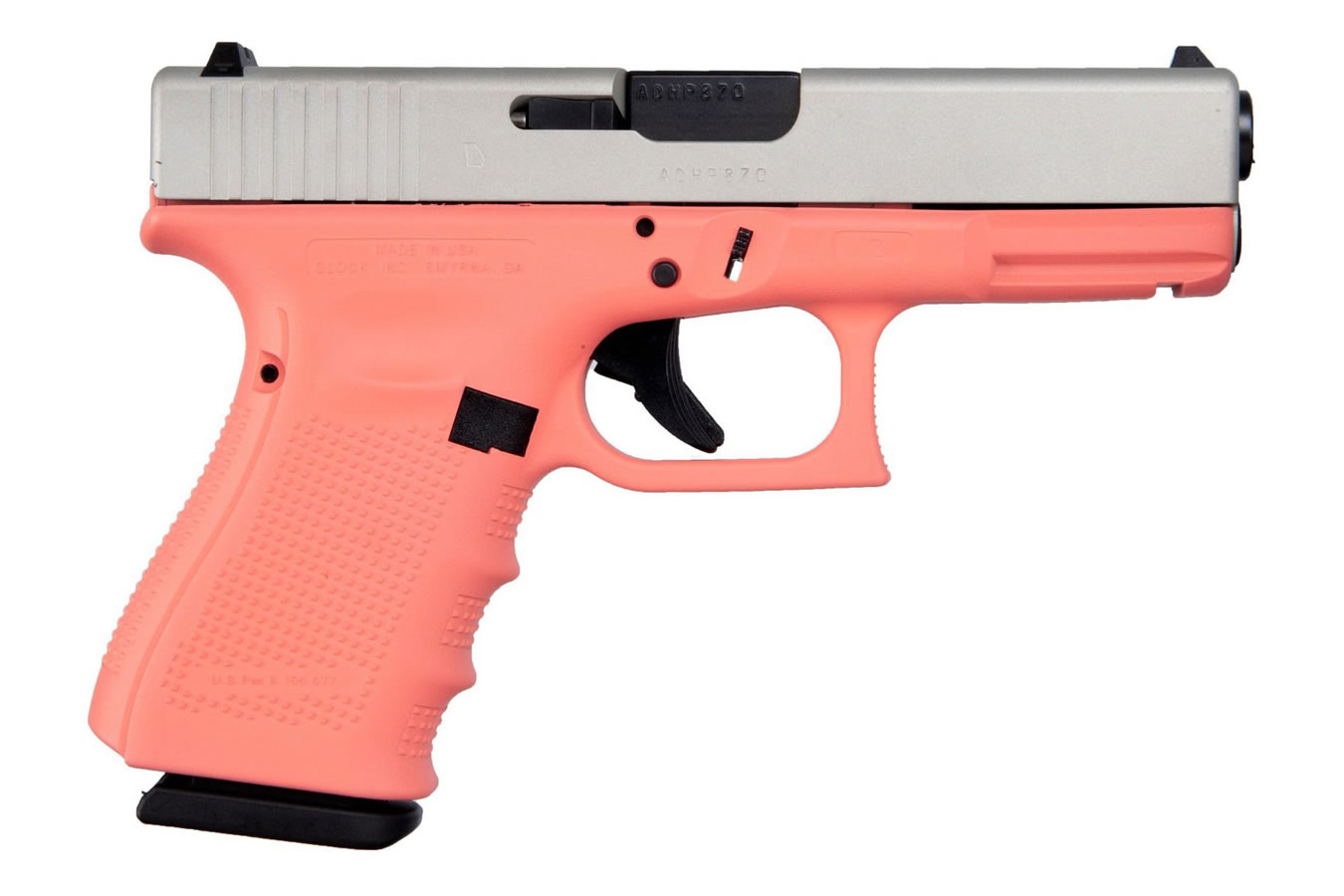 19 Gen4 9mm Pistol with Cerakote Coral Frame and Shimmering Aluminum Slide - Firearms | The Gun Shop
