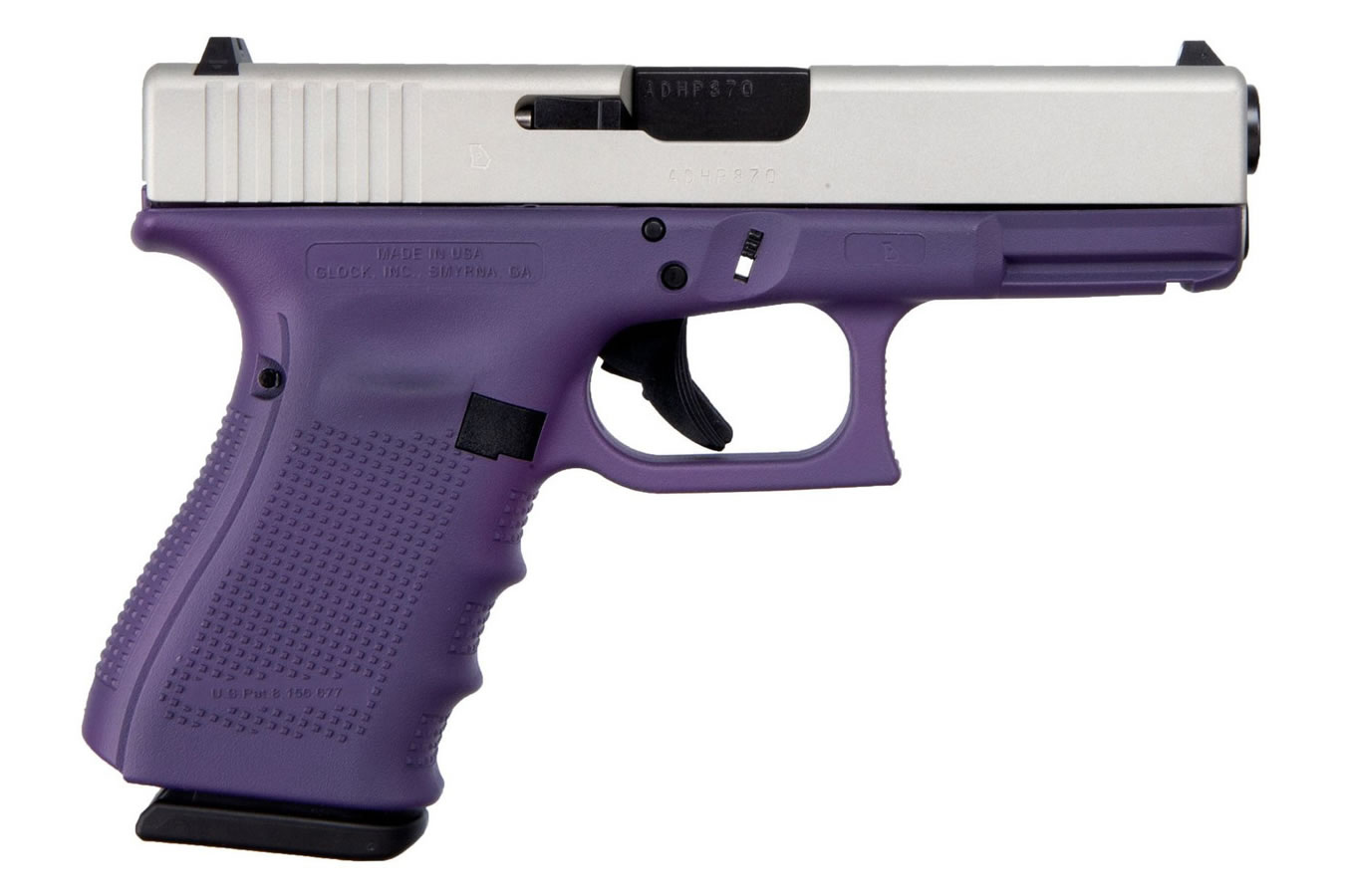 G19 Gen4 9mm Pistol with Cerakote Purple Frame and Shimmering Aluminum Slide - Firearms | The Gun Shop
