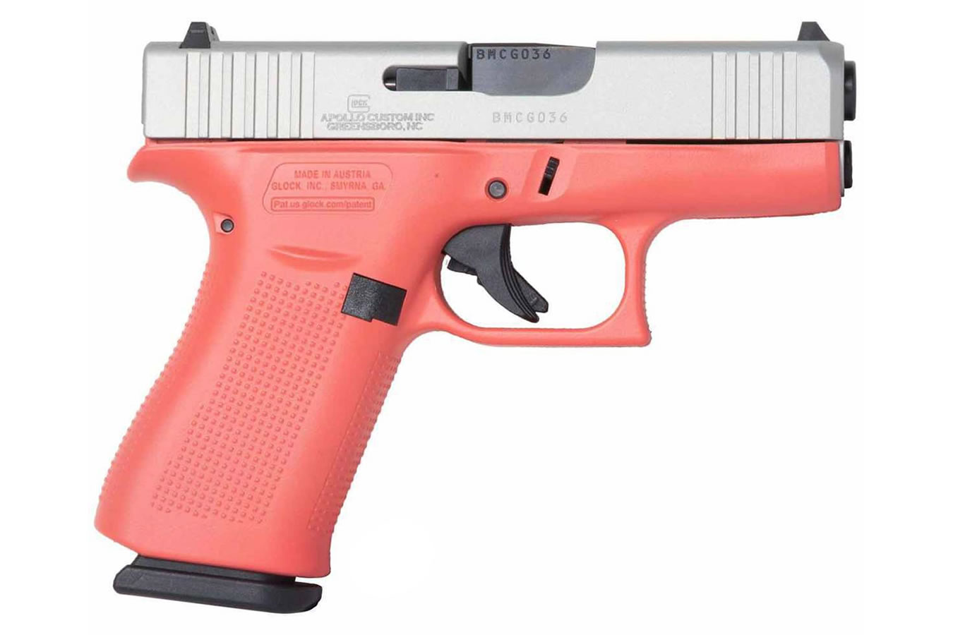 43x 9mm Pistol with Cerakote Coral Frame and Shimmering Aluminum Slide - Firearms | The Gun Shop