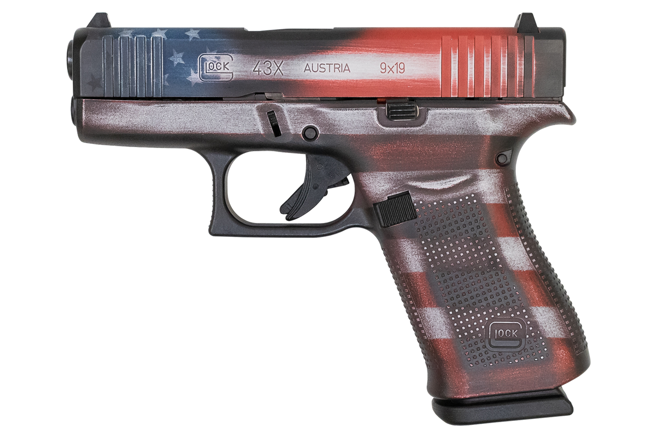 43x 9mm Pistol with Battleworn USA Cerakote Flag Finish - Firearms | The Gun Shop