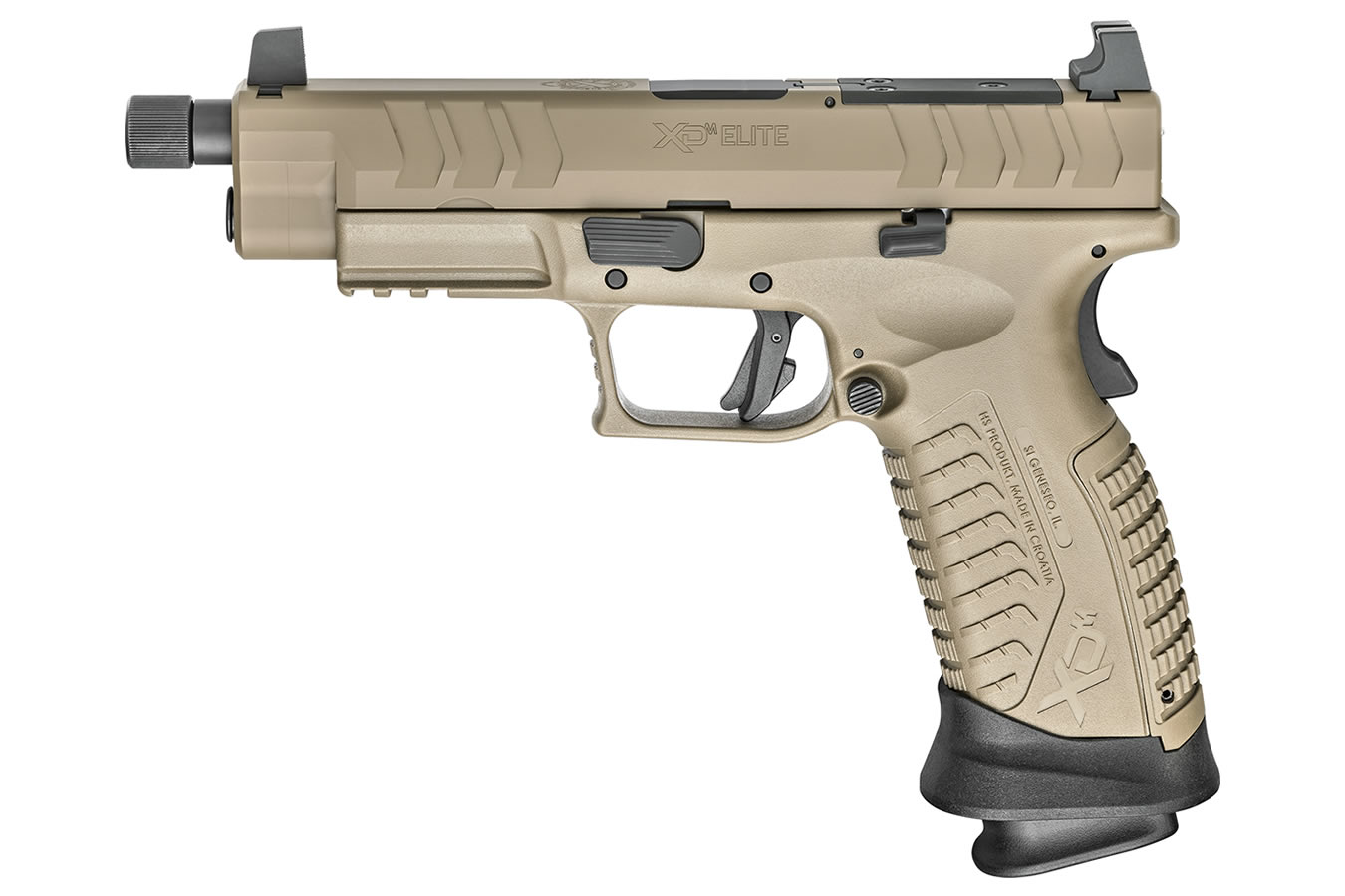 XDM Elite 4.5 Tactical OSP 9mm Desert FDE Pistol with Threaded Barrel