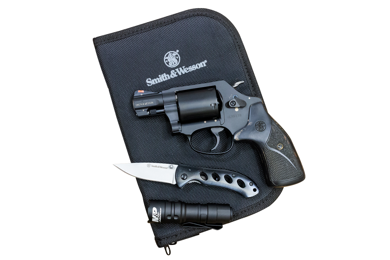Model 360 357 Magnum Revolver EDC Kit with Silver/Black Wood Grips - Firearms | The Gun Shop