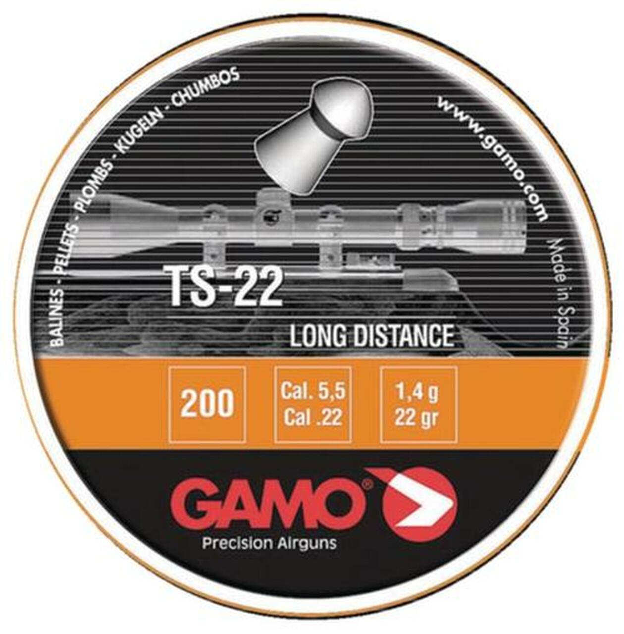 Gamo TS-22 Lead Pellets .22 Caliber 200 Per Tin