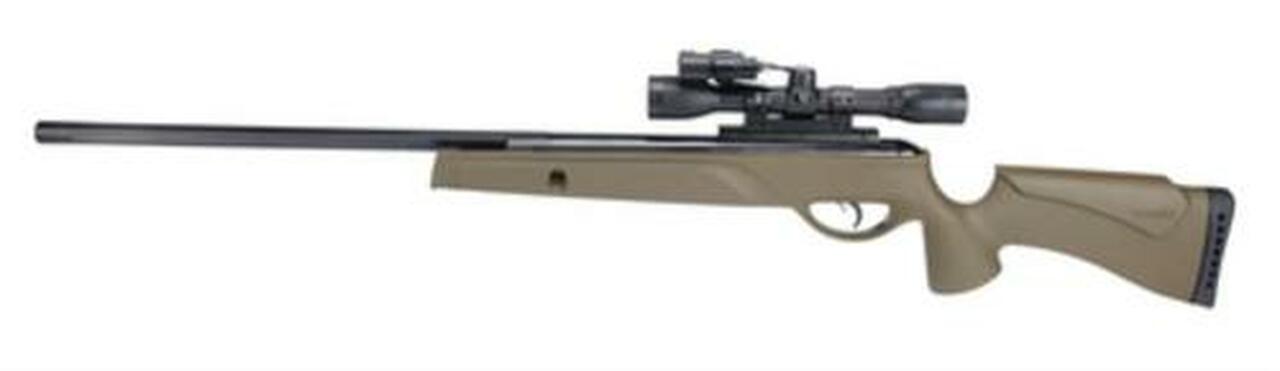 Gamo Varmint Hunter HP Air Rifle .177 Caliber, 18" Fluted Barrel, Synthetic Green Stock, 4x32mm Scope, Laser And Light