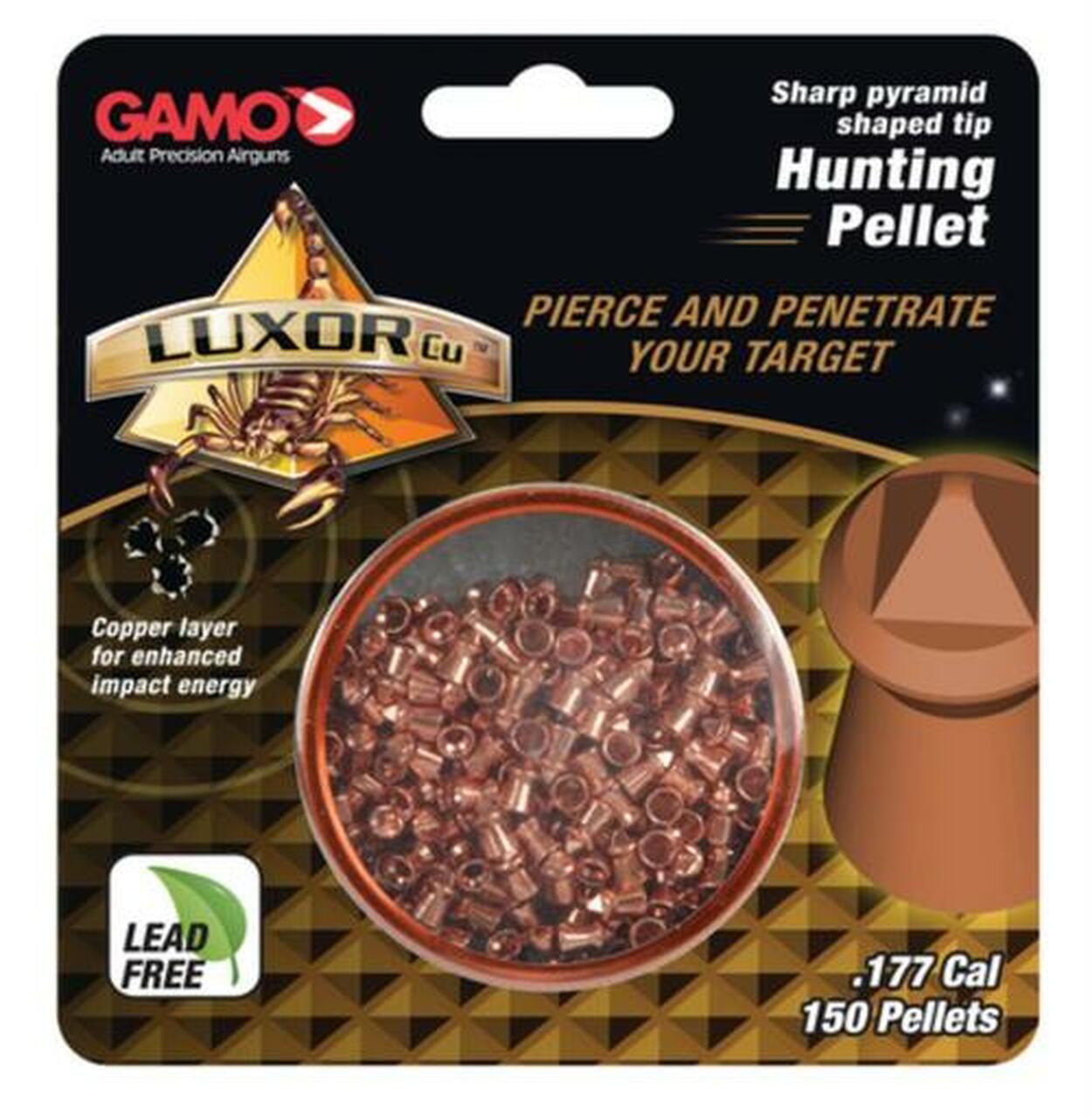 Gamo Luxor CU Pellets .177 Sharp Pyramid Shaped Tip 150 Per Blister Pack