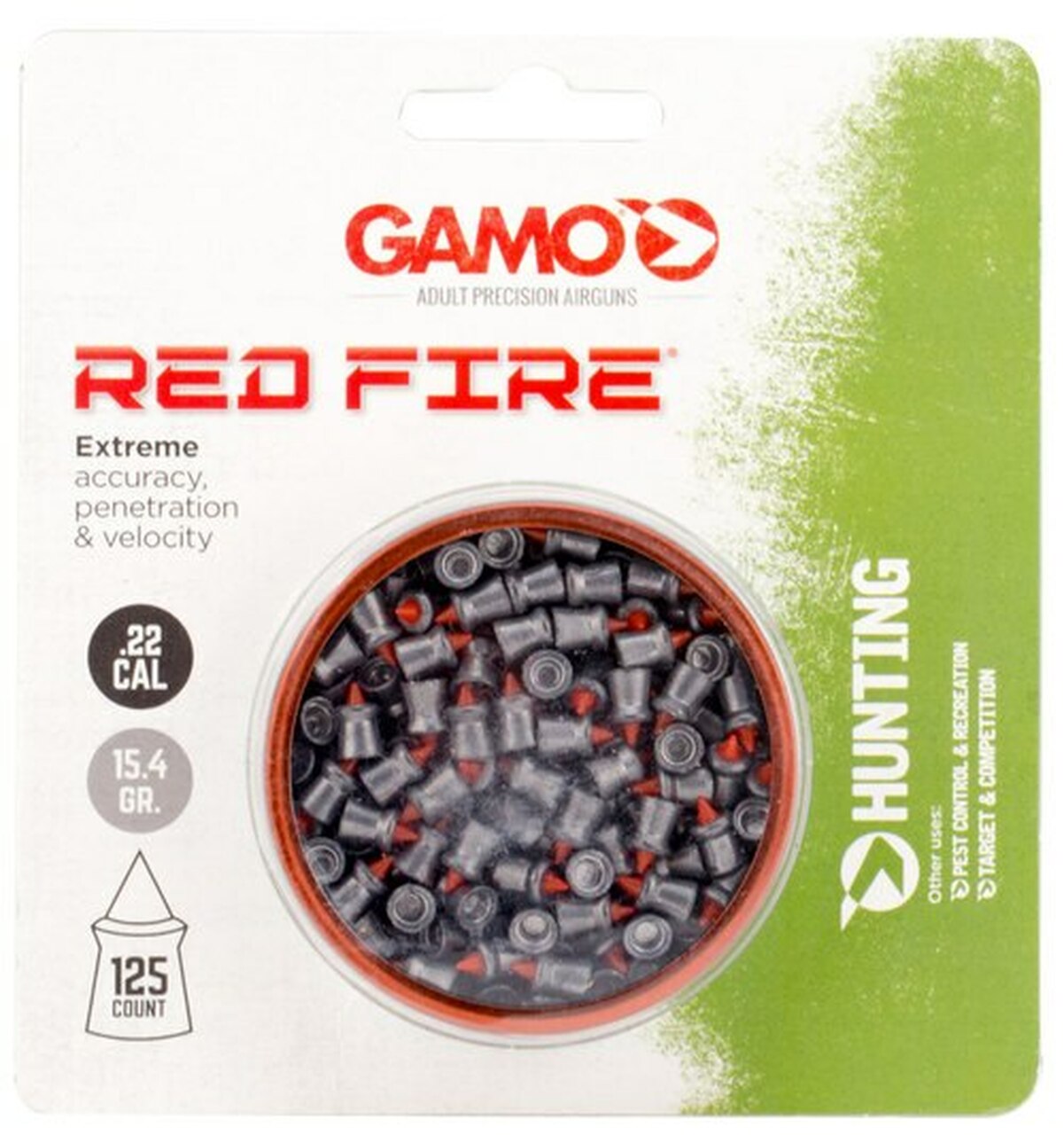 Gamo Red Fire .22 Caliber Pellet, Lead, 125 Pellets