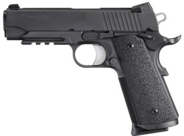 SIG 1911 45 ACP 4.2In TAC OPS BLK SAO Siglite Ergo XT Grip (4) 8RD Steel MAG Rail