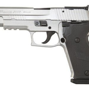SIG P220 Match Elite 45 ACP 5 Barrel Adjustable Target Sights Dark Alloy Grip Beavertail Natural Stainless Steel Finish Black Grip 8 Round