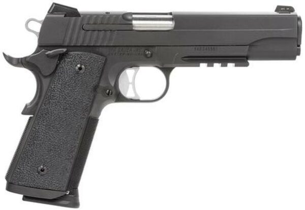 Sig 1911 45 ACP, 5" Barrel, TAC OPS Black SAO Siglite Ergo XT Grip (4) 8RD Steel MAG Rail