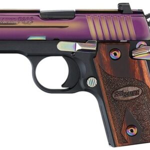 Sig P238 380 ACP 2.7In Rainbow Titanium Finish SAO Siglite Rosewood Grip (1) 6RD Steel MAG MA Compliant