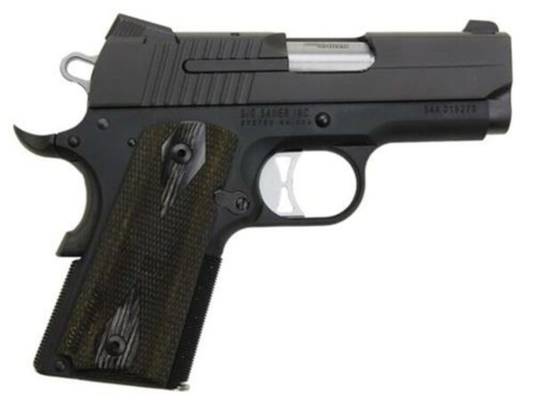 Sig 1911 45 ACP 3.3In Nitron Black SAO Siglite Blackwood Grip (2) 7RD Steel MAG