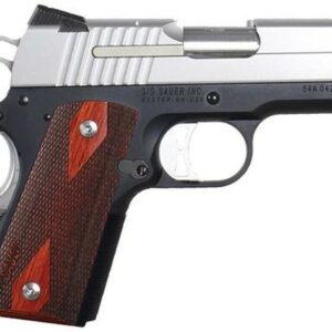 Sig 1911 45 ACP 3.3In 2-Tone Black & Stainless Finish SAO Siglite Rosewood Grip (2) 7RD Steel MAG