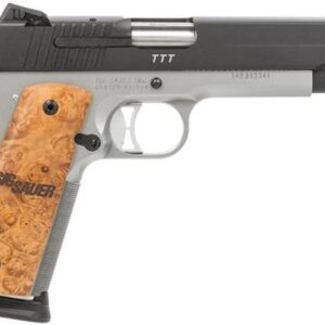 Sig 1911 45 ACP, 5" Barrel, TTT Reverse 2-Tone SAO Siglite Burled Maple Grip (2) 8RD Steel MAG MA Compliant