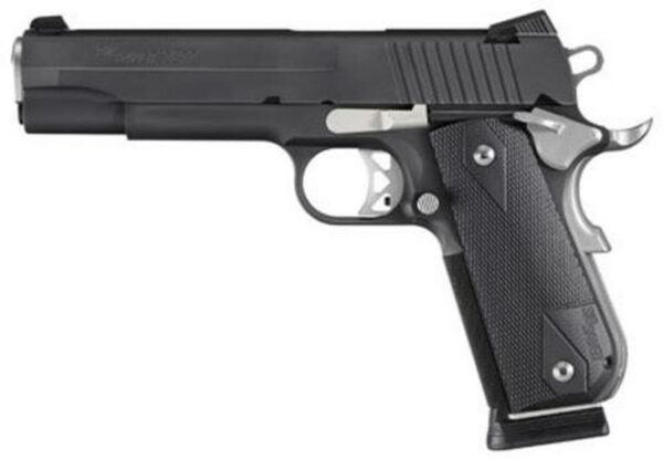 Sig 1911 45 ACP, 5" Barrel, Nightmare Black SAO Siglite Black G10 Grip (2) 8RD Steel MAG Fastback