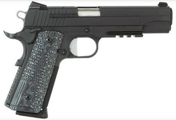 Sig 1911 45 ACP, 5" Barrel, Extreme Black SAO Siglite Black/Gray G10 Grip (2) 8RD Steel MAG Rail