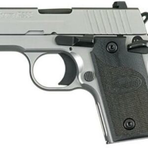 Sig P238 380 ACP 2.7In HD Stainless Finish SAO Siglite Black G10 Grip (1) 6RD Steel MAG CA Compliant
