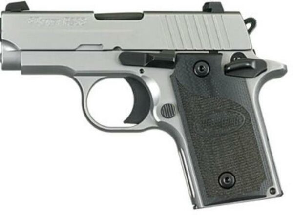 Sig P238 380 ACP 2.7In HD Stainless Finish SAO Siglite Black G10 Grip (1) 6RD Steel MAG CA Compliant