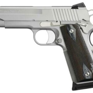 Sig 1911 45 ACP, 5" Barrel, Stainless Stainless Finish SAO Siglite Blackwood Grip (2) 8RD Steel MAG CA Compliant