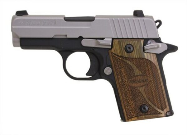 Sig P938 9MM 3IN SAS 2-Tone SAO Siglite Walnut Grip (1) 6RD Steel MAG Ambi Safety Dehorned