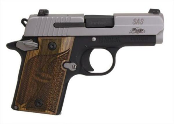 Sig P938 9MM 3IN SAS 2-Tone SAO Siglite Walnut Grip (1) 6RD Steel MAG Ambi Safety Dehorned