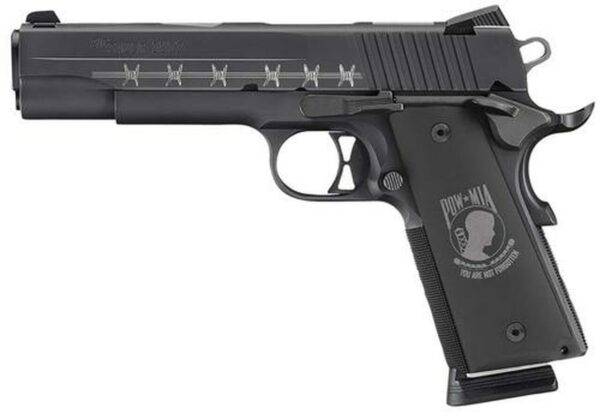 Sig 1911 POW-MIA 45 ACP Custom Engraved Nitron Custom Hogue POW-MIA Grips Black