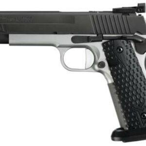 Sig 1911 45 ACP, 5" Barrel, MAX Michel Reverse 2-Tone SAO Adjustable Sights Black G10 Grip (2) 8RD Steel MAG ICE Magwell