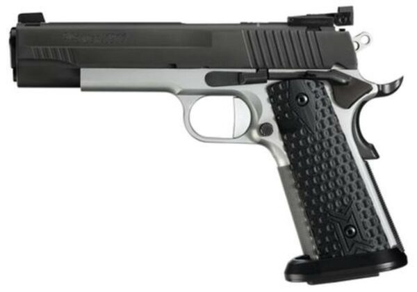 Sig 1911 45 ACP, 5" Barrel, MAX Michel Reverse 2-Tone SAO Adjustable Sights Black G10 Grip (2) 8RD Steel MAG ICE Magwell