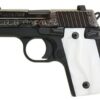 Sig P238 380 ACP 2.7In White Pearl Nitron Engraved Slide SAO Siglite White Pearl Grip (1) 6RD Steel MAG