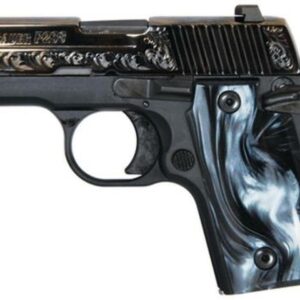 Sig P238 380 ACP 2.7In Black Pearl Nitron Engraved Slide SAO Siglite Black Pearl Grip (1) 6RD Steel MAG