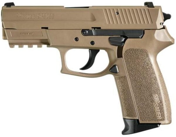 Sig Sp2022 9MM 3.9In Flat Dark Earth Da/Sa Siglite Flat Dark Earth Polymer Grip (2) 15Rd Steel MAG Rail