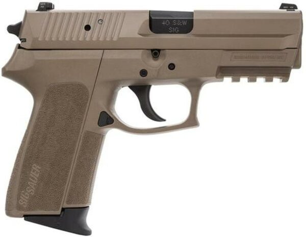 Sig Sp2022 40 S&W 3.9In Flat Dark Earth Da/Sa Siglite Flat Dark Earth Polymer Grip (2) 12Rd Steel MAG Rail