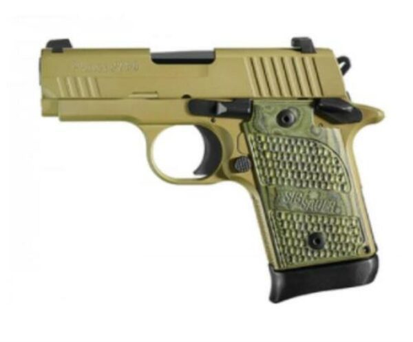 Sig P938 Scorpion Flat Dark Earth SAO 9MM 3" Barrel Green G10 Grip 7rd Mag MA Compliant
