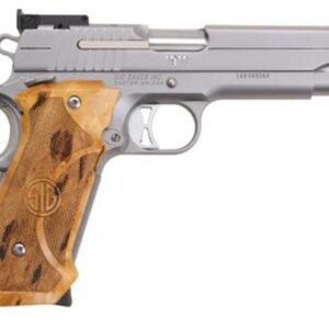 Sig Super Target 1911 45 ACP, 5" Barrel, SS Finish, Adjustable Sights, Target Birch Grip, 2x8rd Mags