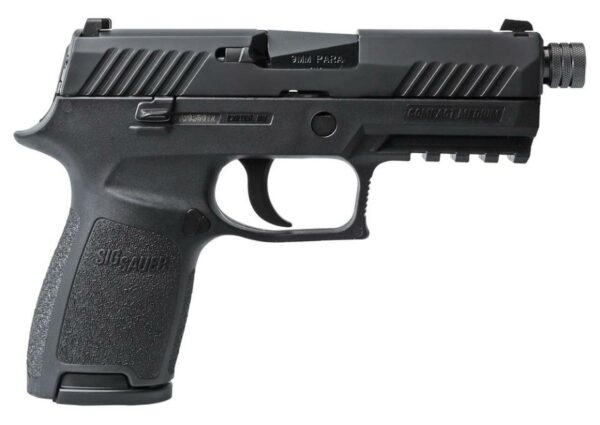 Sig P320 9mm, 4.6", Nitron Black, Striker Siglite Modular Polymer Grip (2) 15Rd Steel MAG Rail Threaded (13.5X1mm LH)