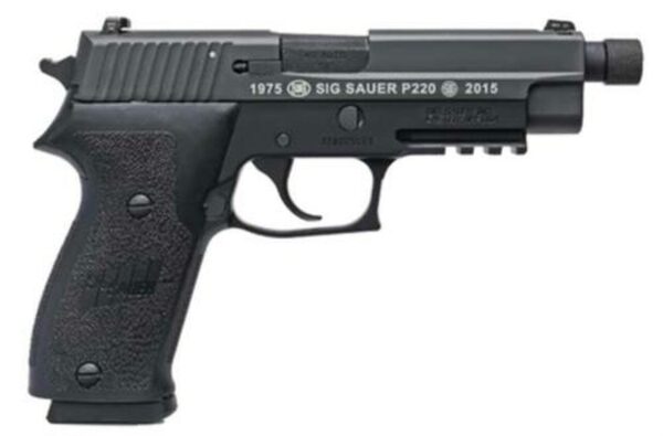 Sig P220 Combat 40th Anniversary Limited Production 45 ACP 4.9" Threaded, Black Nitron Finish Siglite Night Sights Engraved Slide 10rd