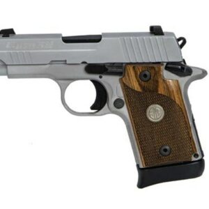 Sig P938, 9mm, 3", 6rd/7rd, Night Sights, Ambidextrous Safety, Wood Grips, Stainless