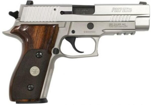 Sig P227 AS Elite 45 ACP, 4.4", Stainless, SigLite, Wood Grips, 10rd+1