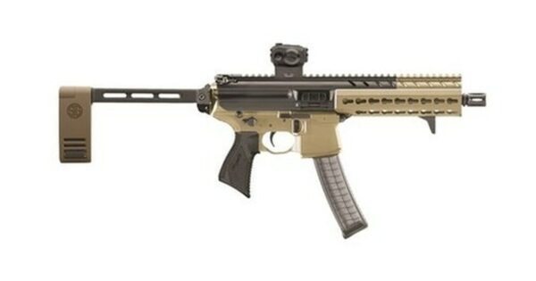 Sig MPX AR-15 Pistol, SIG Red Dot Sight 9mm 8" Barrel KeyMod Rail, Flat Dark Earth, Pivoting Brace 30rd Mag