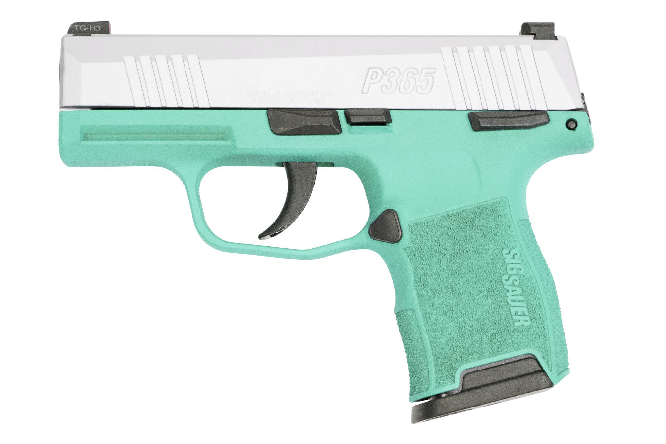 P365 Micro Compact 9mm Pistol with Robins Egg Blue Cerakote Frame and Silver Cerakote Slide - Firearms | The Gun Shop