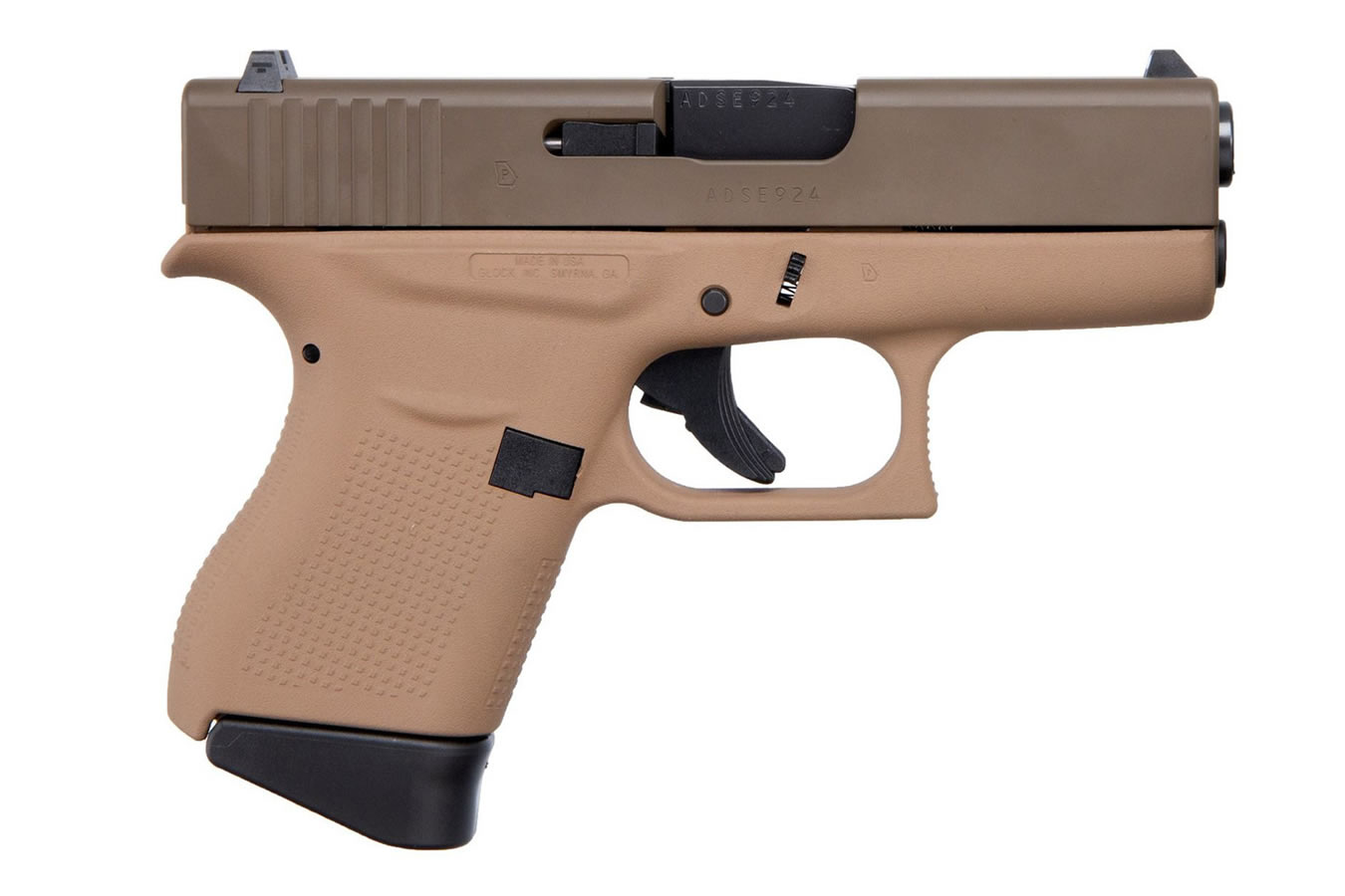 43 9mm Single Stack Pistol with Cerakote Faded Dark Earth Frame
